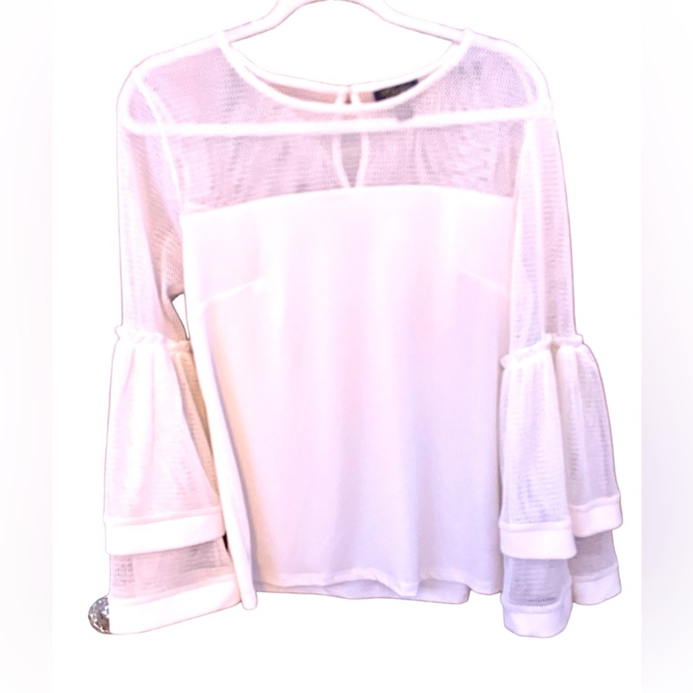 Thalia Sodi white blouse with mesh detailing